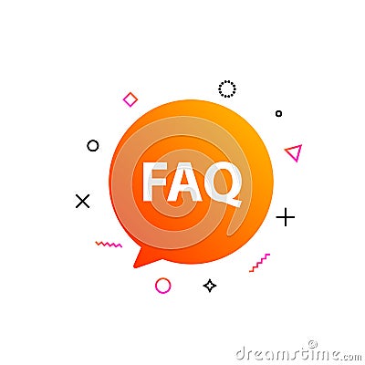 Faq help flat design icon. Query frequently question speech vector information symbol Vector Illustration