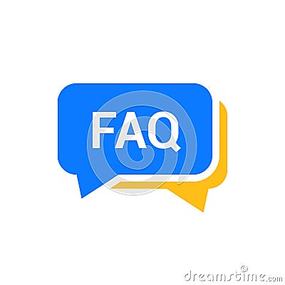 Faq help flat design icon. Query frequently question speech vector information symbol Vector Illustration