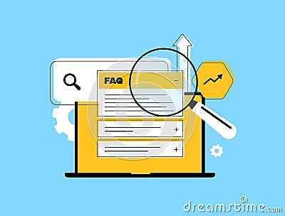 FAQ pages for SEO improve search visibility with structured data. A well-optimized frequently asked questions section Vector Illustration