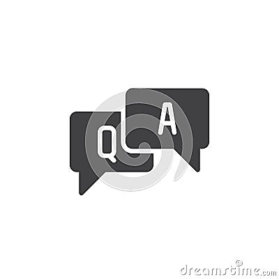 FAQ, questions and answers icon vector, filled flat sign, solid pictogram isolated on white. Vector Illustration