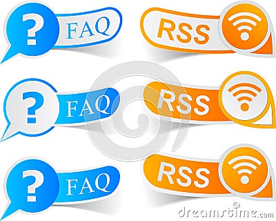 FAQ & RSS tags. Vector Illustration