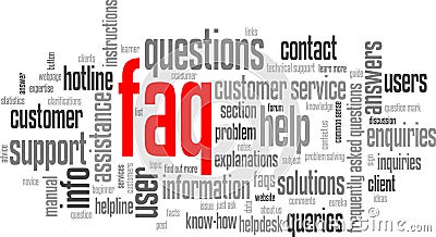 FAQ Tag Cloud (information support customer service hotline button) Cartoon Illustration