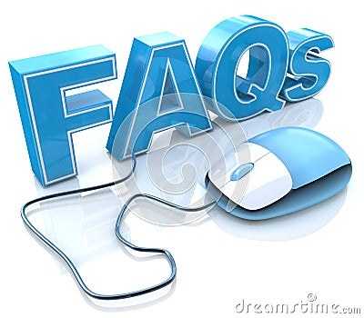 FAQs 3D Text with Computer Mouse Stock Photo