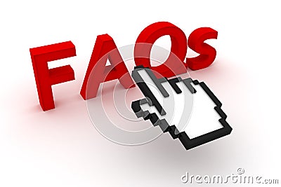 FAQs text with computer cursor Stock Photo