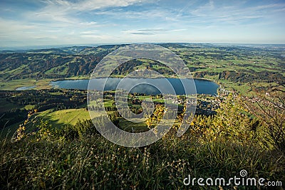 Far view alpine panorama scenery in bavaria Stock Photo