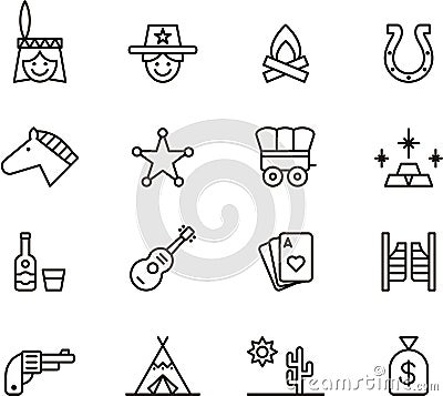 Far West icons Vector Illustration