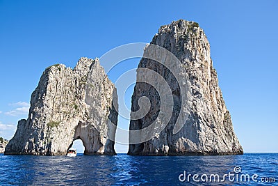 Stella (di Mezzo) and Scopolo (di Fuori): giant Faraglioni rocks, Capri island - Italy Stock Photo