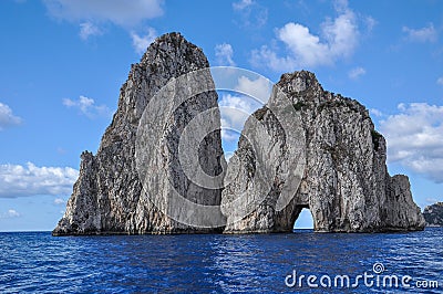 Faraglioni of Capri view from the sea Stock Photo