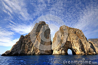 Faraglioni and cristal water in capri, summertime Stock Photo