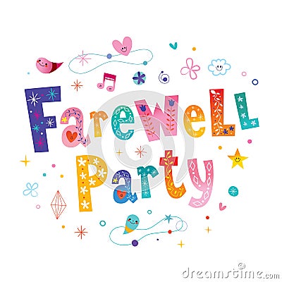 Farewell party decorative lettering Vector Illustration