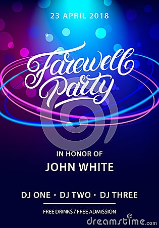 Farewell party hand written lettering. Vector Illustration