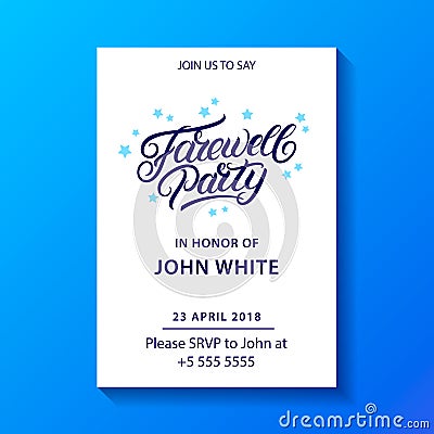 Farewell party hand written lettering. Vector Illustration