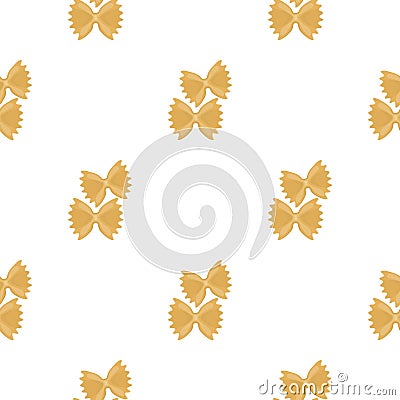 Farfalle icon pasta in cartoon style isolated on white background. Types of pasta pattern stock vector illustration. Vector Illustration