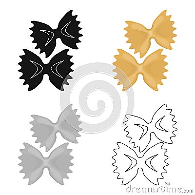 Farfalle icon pasta in cartoon style isolated on white background. Types of pasta symbol stock vector illustration. Vector Illustration