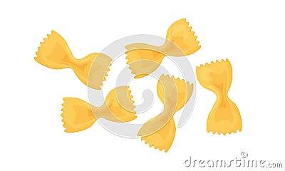 Farfalle vector, italian pasta icon, raw noodle. Cartoon food illustration Vector Illustration