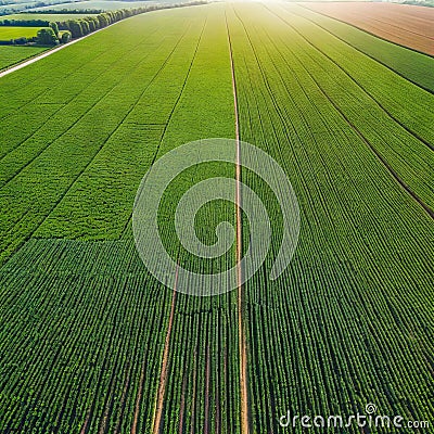 Farm agricultural beautiful Nature photorealistic top view horizontal Cartoon Illustration