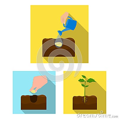 Farm and agriculture flat icons in set collection for design. Garden and plants isometric vector symbol stock web Vector Illustration
