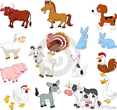 Farm animal collection set Vector Illustration