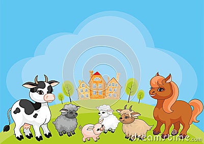 Farm animals background Vector Illustration