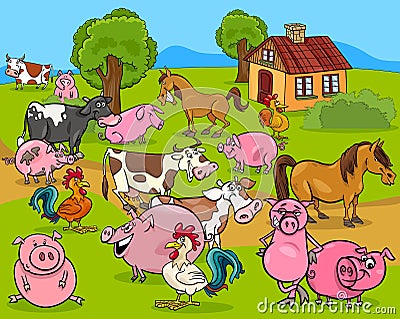 Farm animals cartoon illustration Vector Illustration