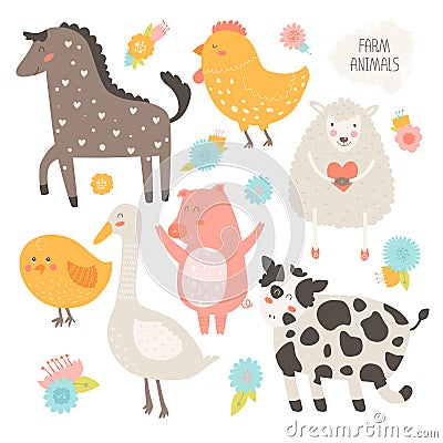 Farm animals collection Vector Illustration