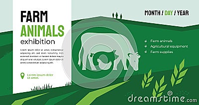 Farm animals exhibition identity template Vector Illustration