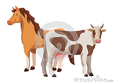 Farm, animals and farmer cartoon Vector Illustration