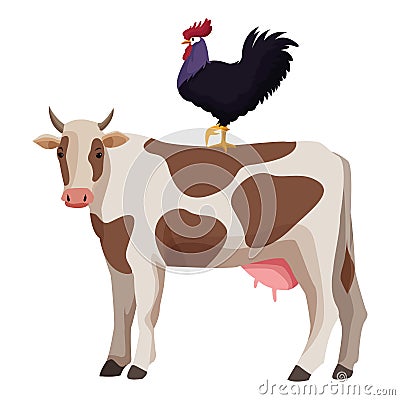 Farm, animals and farmer cartoon Vector Illustration