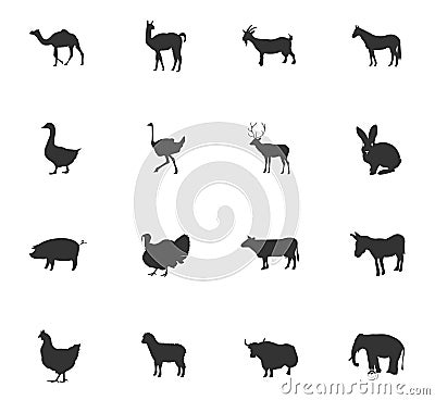 farm animals icon set Stock Photo