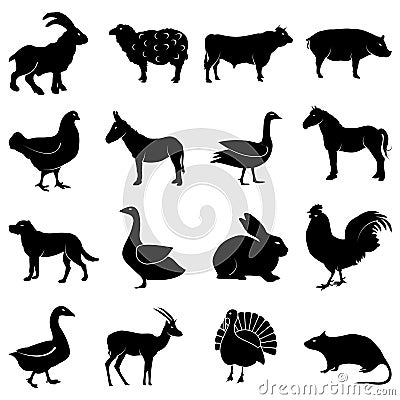 Farm animals icons set Vector Illustration