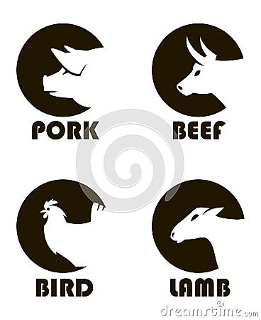 Farm animals labels Vector Illustration