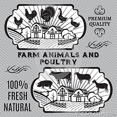 Farm animals and poultry Vector Illustration