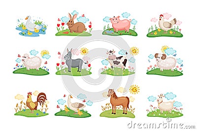 Farm animals set Vector Illustration