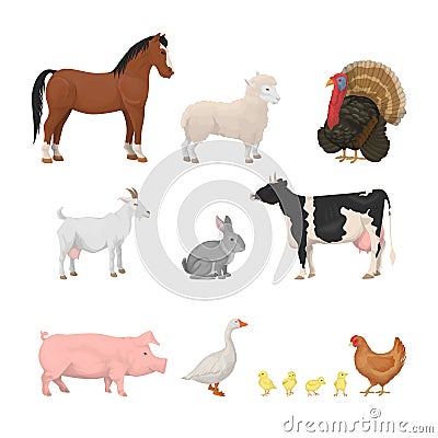 Farm animals set. Vector Illustration