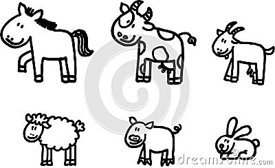 Farm animals vector set Stock Photo