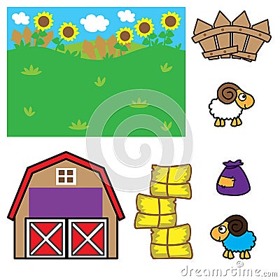 Farm Background For Animation Vector Illustration