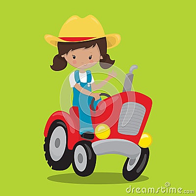 FARM BARN GIRL LIGHT BROWN 06 Vector Illustration