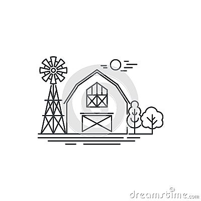 Farm barn line icon. Outline illustration of horse barn vector linear design isolated on white background. Farm logo Vector Illustration