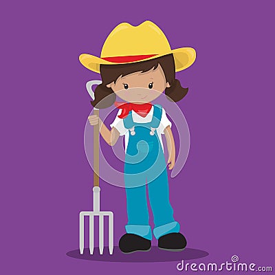 FARM BARN SHOVEL GIRL LIGHT 20 Vector Illustration