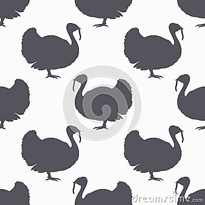 Farm bird silhouette seamless pattern. Turkey meat Vector Illustration