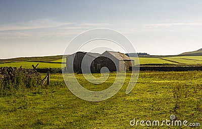 Farm buildings near Cragg Lough on the Roman Wall. Northumberland, England. Stock Photo