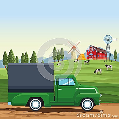 Farm cargo truck Vector Illustration