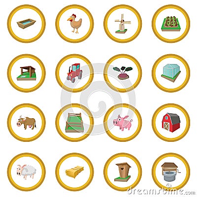 Farm cartoon icon circle Vector Illustration