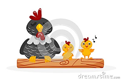 Farm chicken brood isolated on white background Vector Illustration