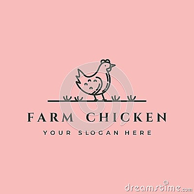 farm chicken line art logo vector symbol illustration design Vector Illustration