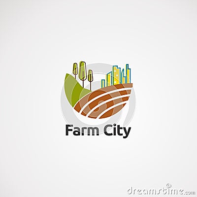 Farm city logo vector, icon, element, and template for company Vector Illustration