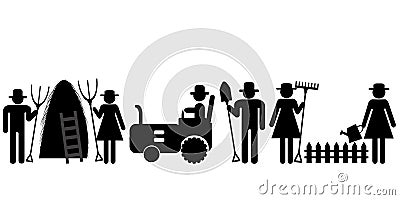 Farm farmer worker pictograms Vector Illustration