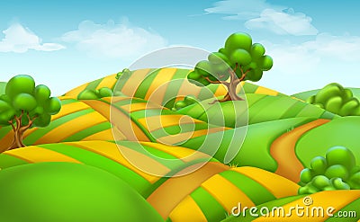 Farm field landscape. vector background Vector Illustration