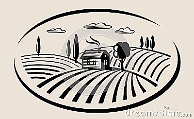 Farm and field Vector Illustration