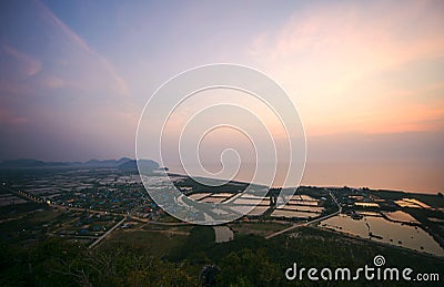 Farm fishing village on coastline at South of Thailand. Stock Photo